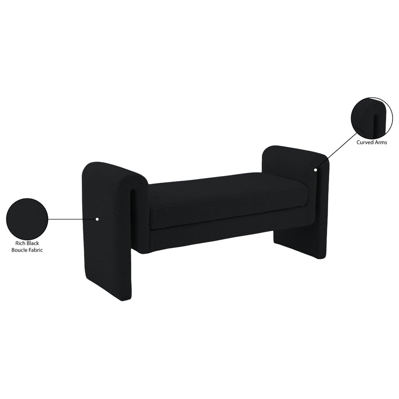 Meridian Stylus Black Boucle Fabric Bench IMAGE 7