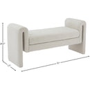 Meridian Stylus Cream Boucle Fabric Bench IMAGE 6