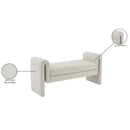 Meridian Stylus Cream Boucle Fabric Bench IMAGE 7