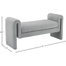 Meridian Stylus Grey Boucle Fabric Bench IMAGE 6