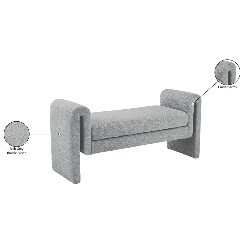 Meridian Stylus Grey Boucle Fabric Bench IMAGE 7