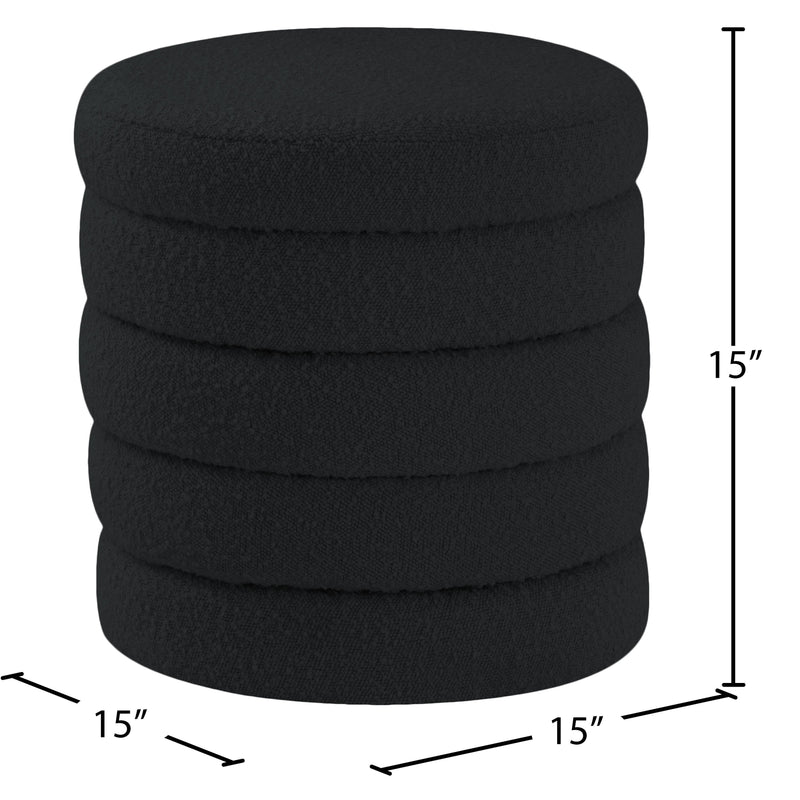 Meridian Aphia Black Boucle Fabric Ottoman/Stool IMAGE 3