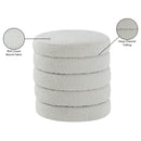 Meridian Aphia Cream Boucle Fabric Ottoman/Stool IMAGE 4