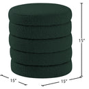 Meridian Aphia Green Boucle Fabric Ottoman/Stool IMAGE 3