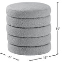 Meridian Aphia Grey Boucle Fabric Ottoman/Stool IMAGE 3