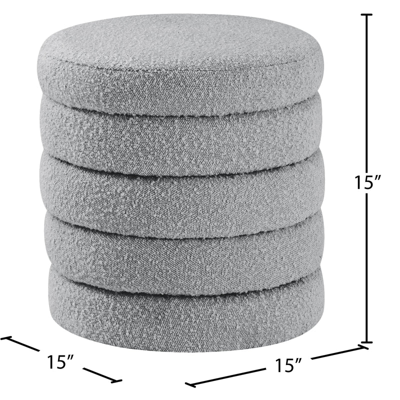 Meridian Aphia Grey Boucle Fabric Ottoman/Stool IMAGE 3