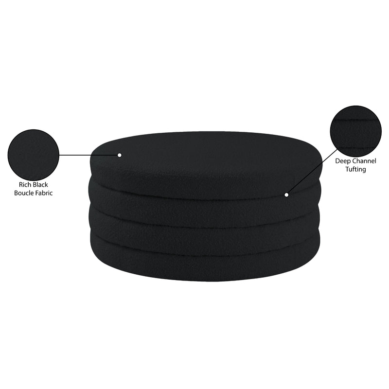 Meridian Aphia Black Boucle Fabric Ottoman/Coffee Table IMAGE 4