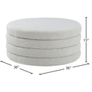 Meridian Aphia Cream Boucle Fabric Ottoman/Coffee Table IMAGE 3