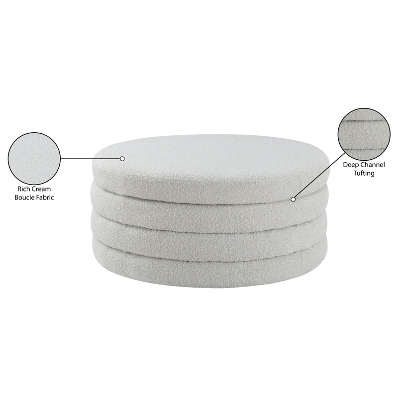 Meridian Aphia Cream Boucle Fabric Ottoman/Coffee Table IMAGE 4