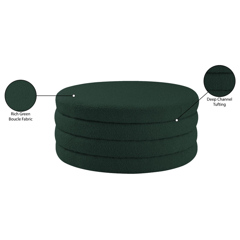 Meridian Aphia Green Boucle Fabric Ottoman/Coffee Table IMAGE 4