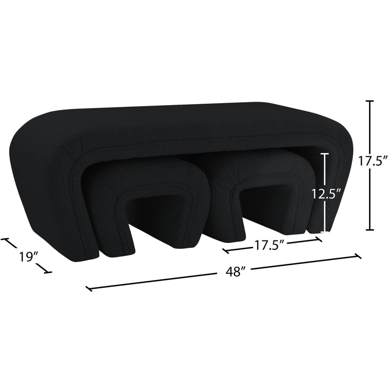 Meridian Odelia Black Boucle Fabric Bench IMAGE 11