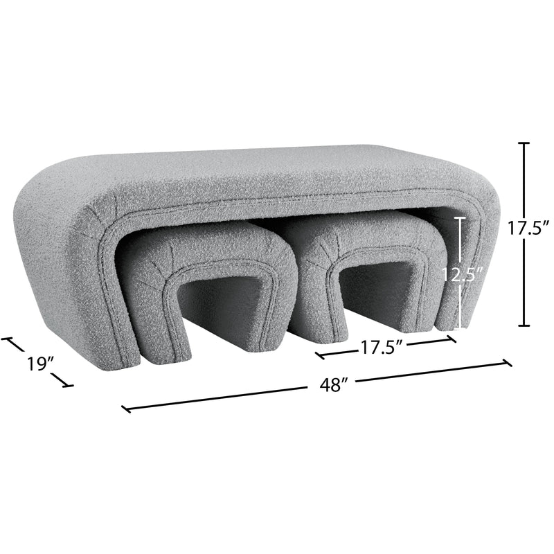 Meridian Odelia Grey Boucle Fabric Bench IMAGE 11