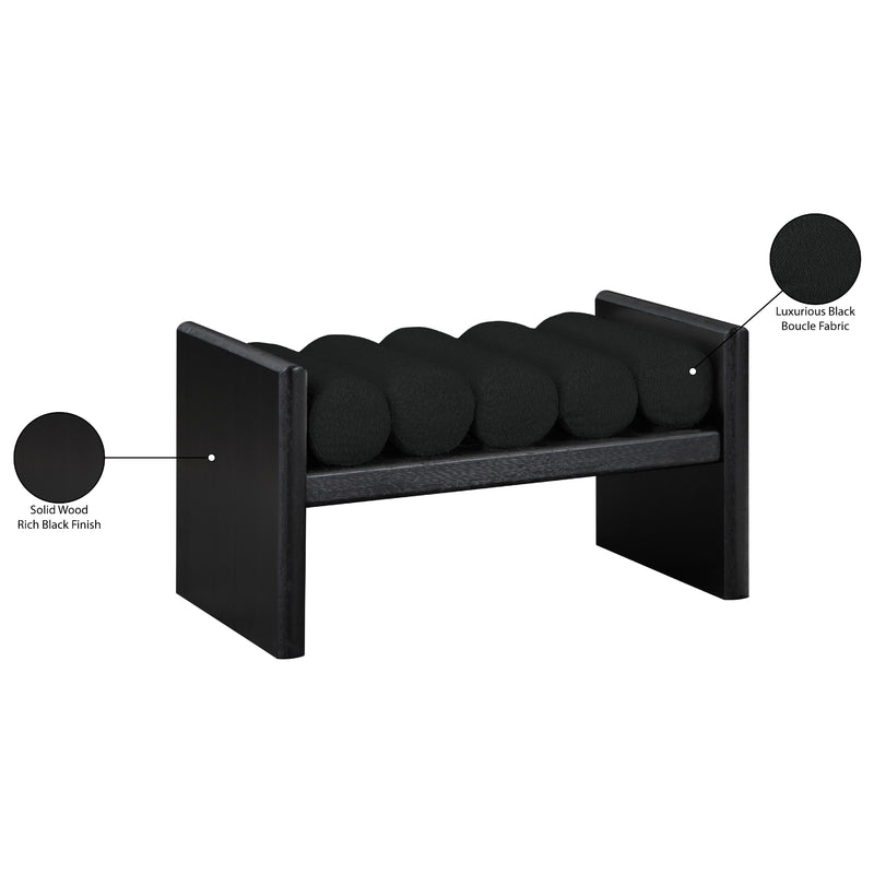 Meridian Waverly Black Boucle Fabric Bench IMAGE 8