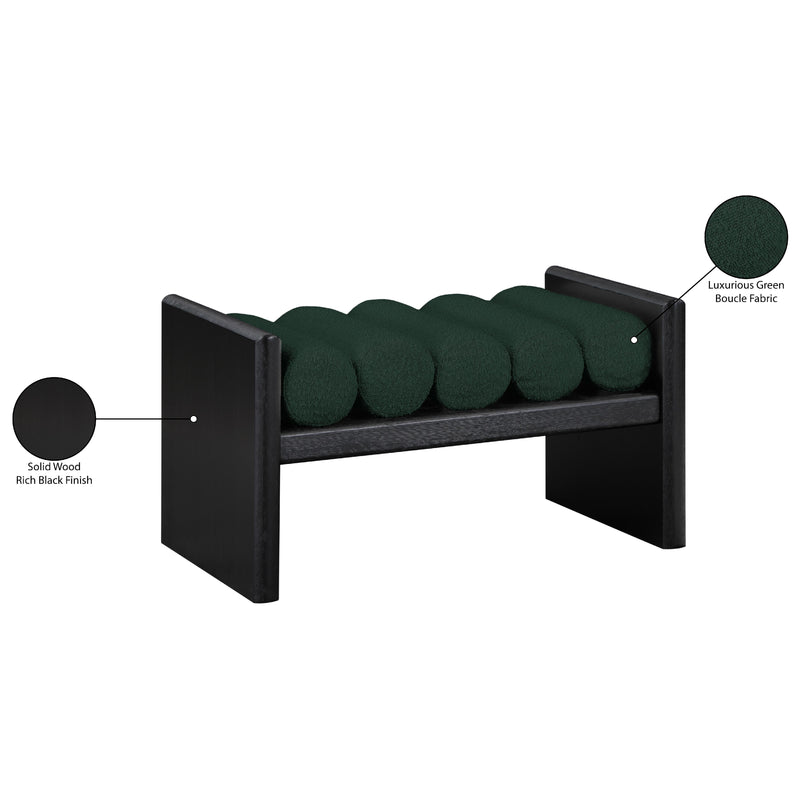 Meridian Waverly Green Boucle Fabric Bench IMAGE 8