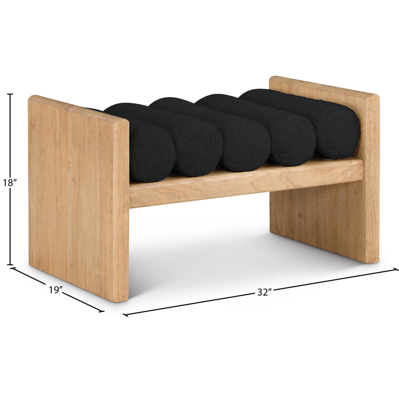 Meridian Waverly Black Boucle Fabric Bench IMAGE 7