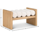 Meridian Waverly Cream Boucle Fabric Bench IMAGE 7