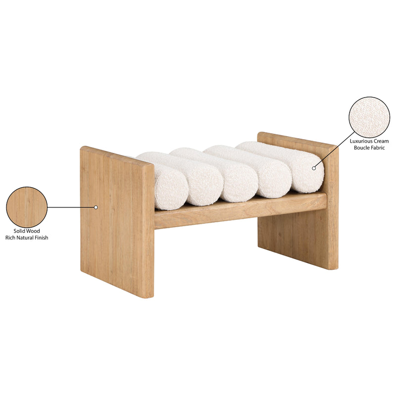 Meridian Waverly Cream Boucle Fabric Bench IMAGE 8