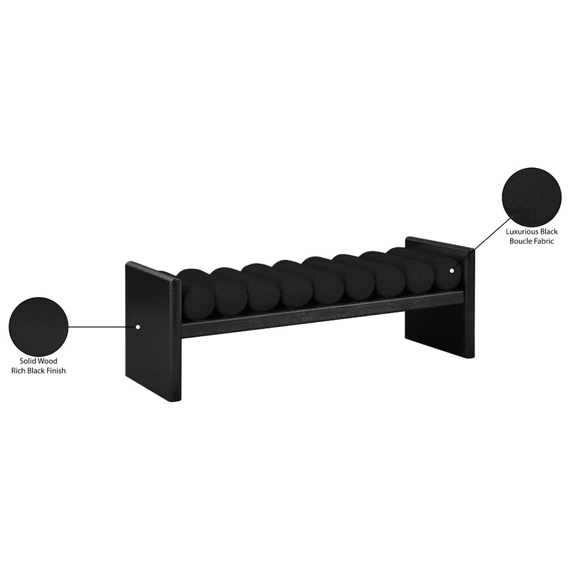 Meridian Waverly Black Boucle Fabric Bench IMAGE 8