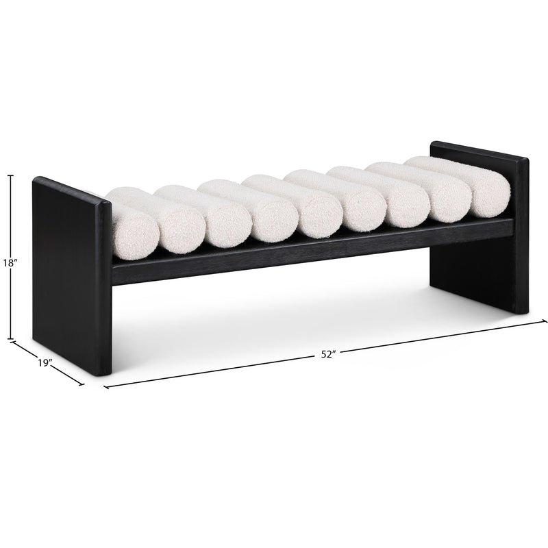 Meridian Waverly Cream Boucle Fabric Bench IMAGE 7