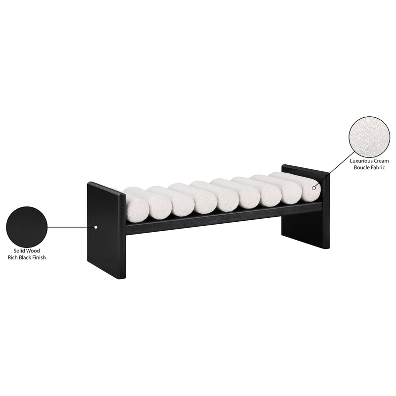 Meridian Waverly Cream Boucle Fabric Bench IMAGE 8