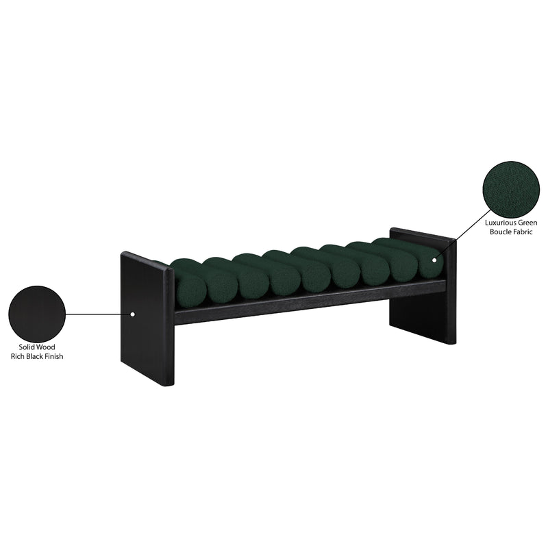 Meridian Waverly Green Boucle Fabric Bench IMAGE 8