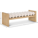 Meridian Waverly Cream Boucle Fabric Bench IMAGE 7