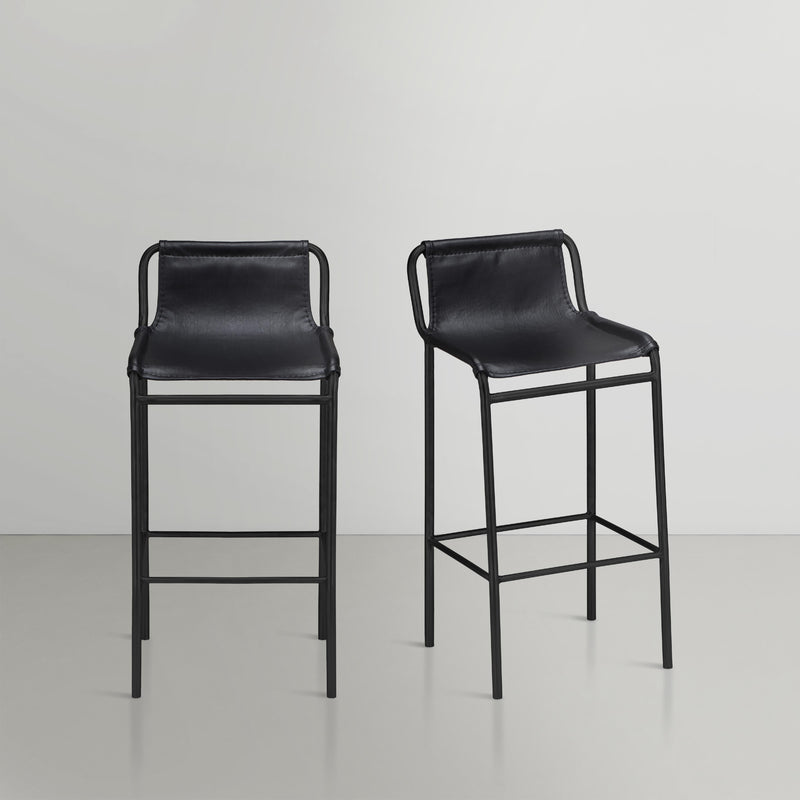Meridian Dax Black Vegan Leather Counter Stool IMAGE 2