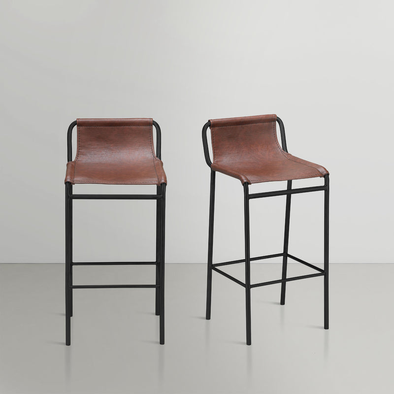 Meridian Dax Brown Vegan Leather Counter Stool IMAGE 2