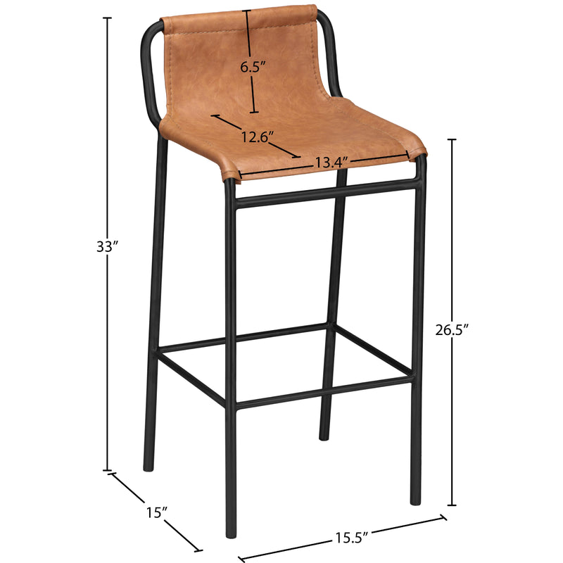 Meridian Dax Cognac Vegan Leather Counter Stool IMAGE 6