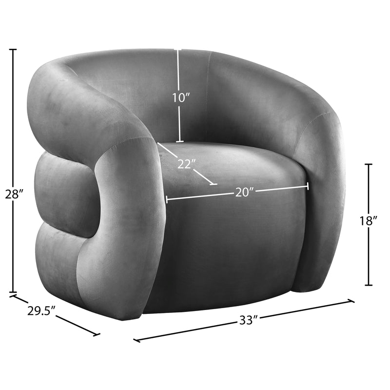 Meridian Roxbury Grey Velvet Accent Chair IMAGE 7