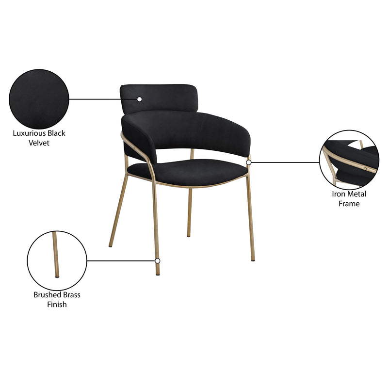 Meridian Yara Black Velvet Dining Chair IMAGE 7