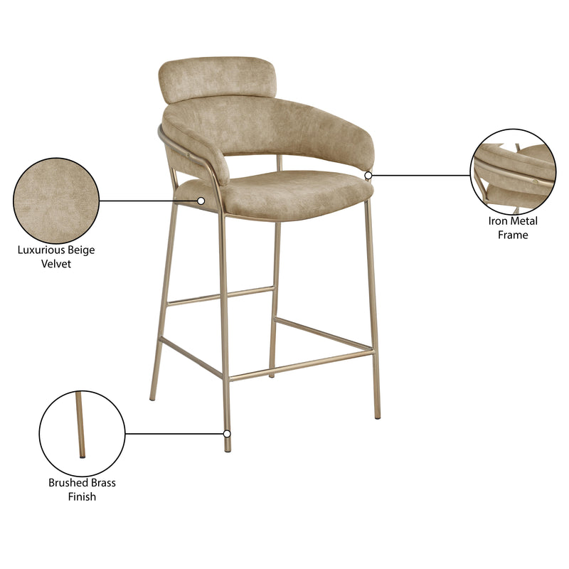 Meridian Yara Beige Velvet Counter Stool IMAGE 7