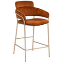Meridian Yara Cognac Velvet Counter Stool IMAGE 3