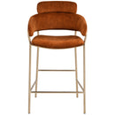 Meridian Yara Cognac Velvet Counter Stool IMAGE 4