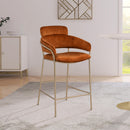 Meridian Yara Cognac Velvet Counter Stool IMAGE 6