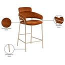 Meridian Yara Cognac Velvet Counter Stool IMAGE 7