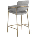Meridian Yara Grey Velvet Counter Stool IMAGE 2
