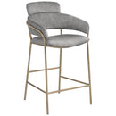 Meridian Yara Grey Velvet Counter Stool IMAGE 3