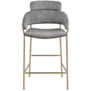 Meridian Yara Grey Velvet Counter Stool IMAGE 4