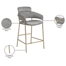 Meridian Yara Grey Velvet Counter Stool IMAGE 7