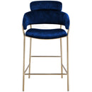 Meridian Yara Navy Velvet Counter Stool IMAGE 4