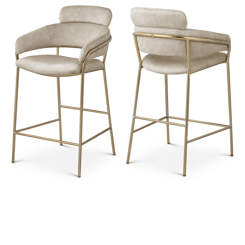 Meridian Yara Stone Velvet Counter Stool IMAGE 1