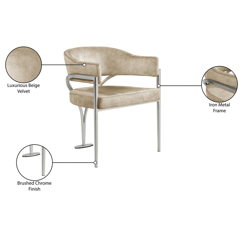 Meridian Madelyn Beige Velvet Dining Chair IMAGE 7