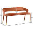 Meridian Destiny Cognac Velvet Bench IMAGE 7