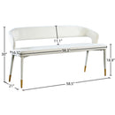 Meridian Destiny Cream Velvet Bench IMAGE 7