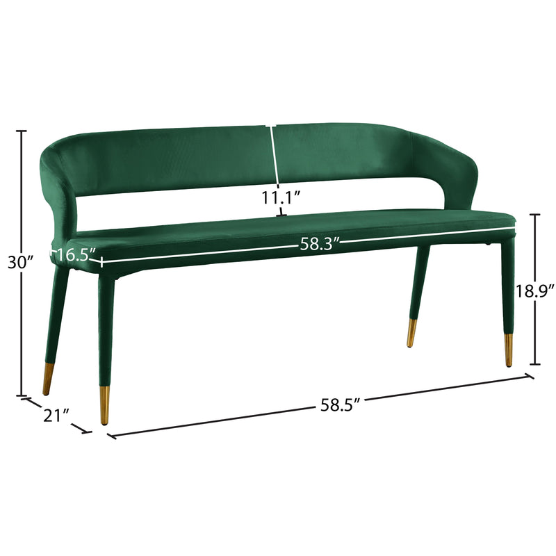 Meridian Destiny Green Velvet Bench IMAGE 7