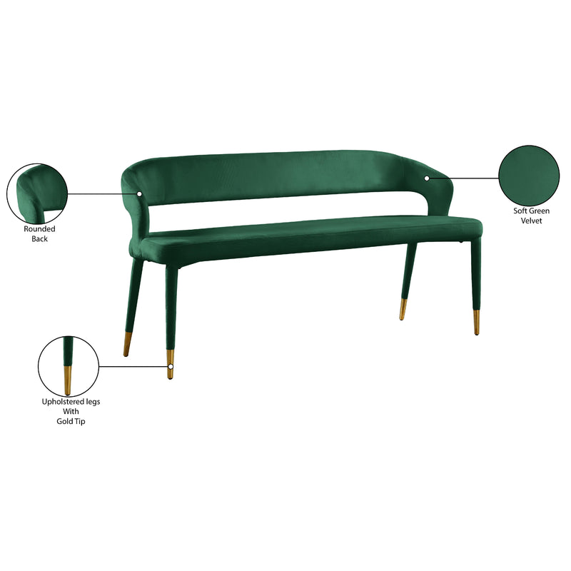 Meridian Destiny Green Velvet Bench IMAGE 8