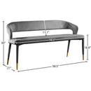 Meridian Destiny Grey Velvet Bench IMAGE 7