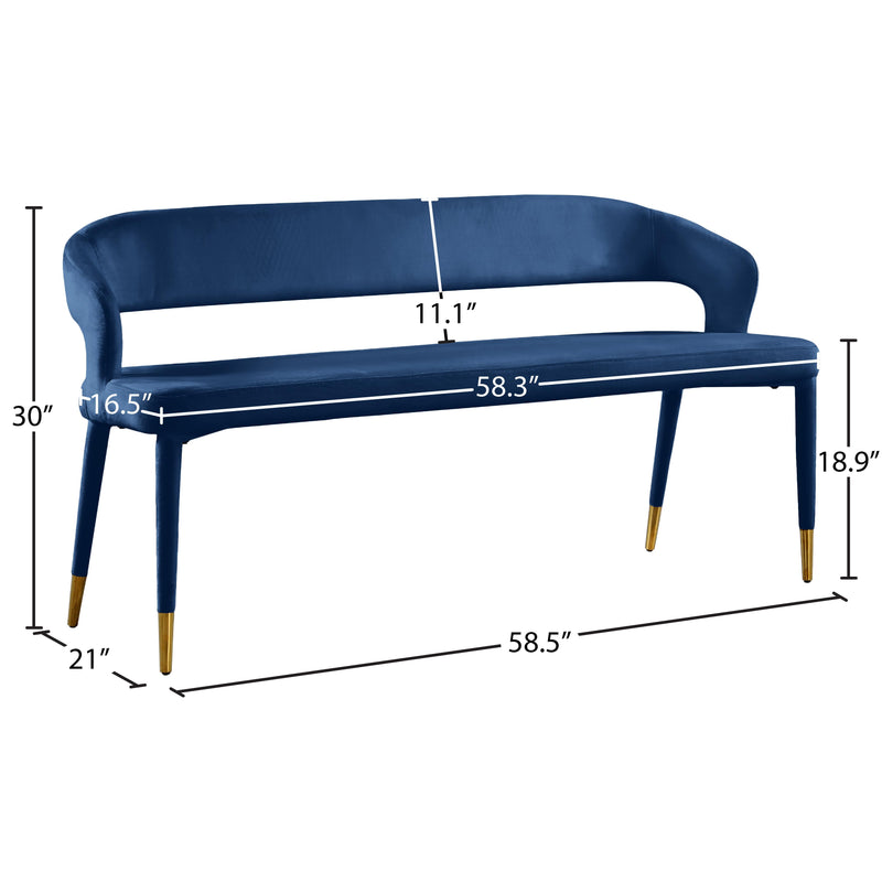 Meridian Destiny Navy Velvet Bench IMAGE 7