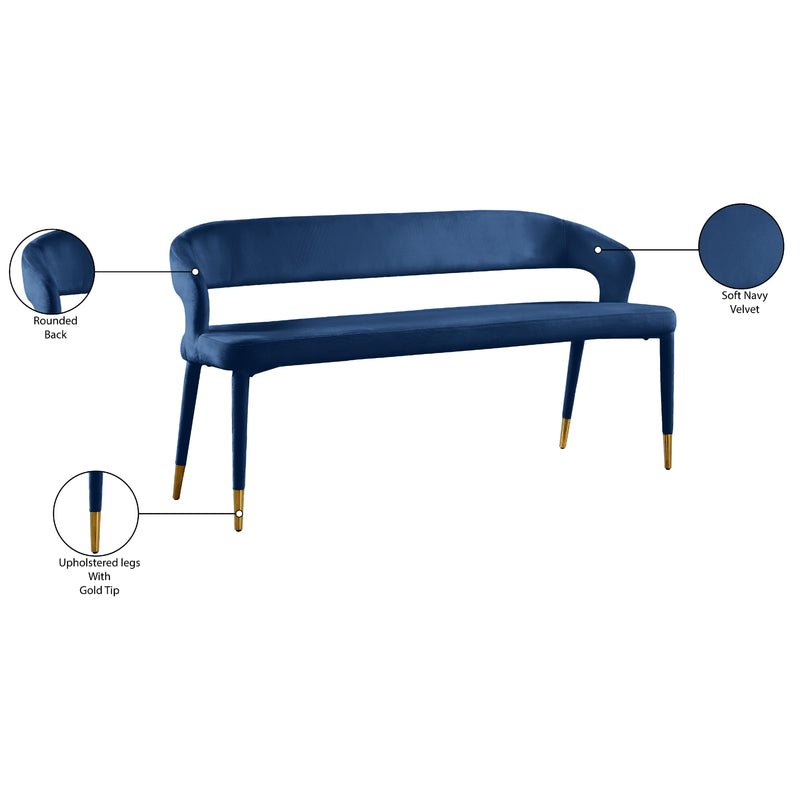 Meridian Destiny Navy Velvet Bench IMAGE 8